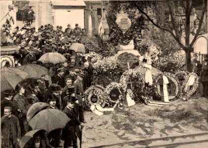 Exhumation des restes de Rossini - le catafalque dressé au dépositoire de la ville de Paris (cropped)