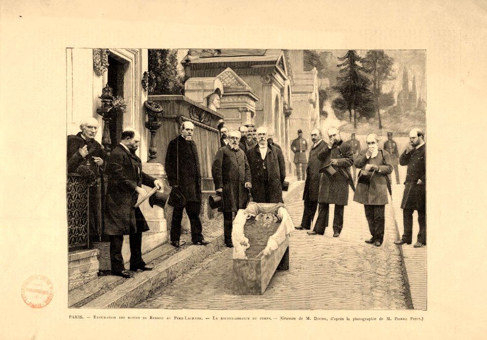 Exhumation des restes de Rossini au Père-Lachaise - la reconnaissance du corps