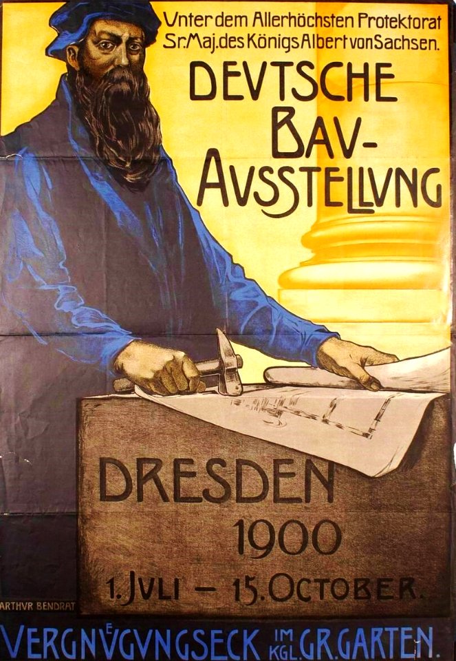 Exposición de construcción en Alemana póster bella época Dresde