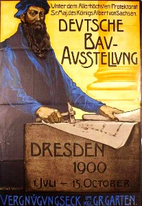 Exposición de construcción en Alemana póster bella época Dresde