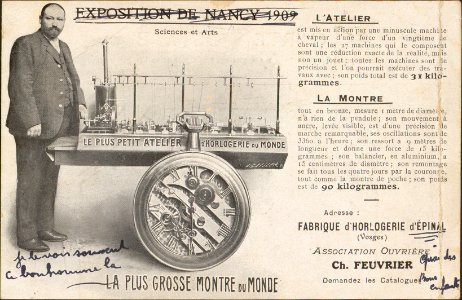 Exposition de Nancy 1909, La Plus Grosse Montre du Monde … CP 1616 PsurR
