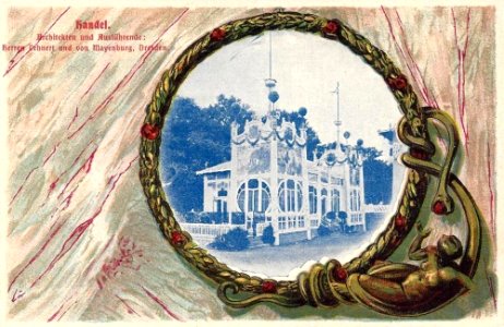 Exposición de construcción en Alemana comercio postal bella época Dresde