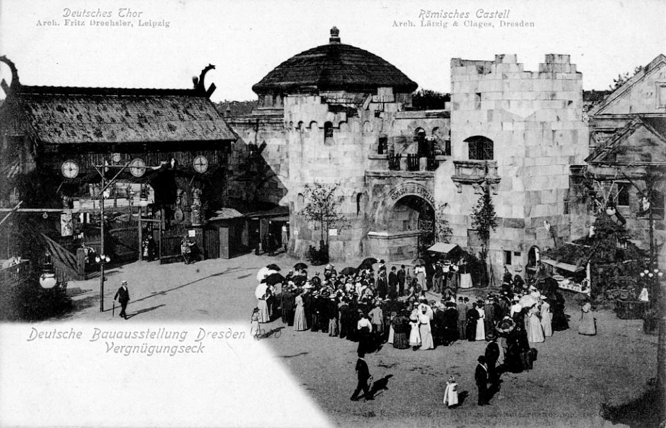 Exposición de construcción en Alemana fuerte romano bella época Dresde