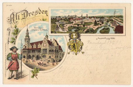 Exposición El casco antiguo postal escudo de armas bella época dresde