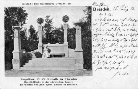 Exposición de construcción en Alemana postal granito bella época Dresde