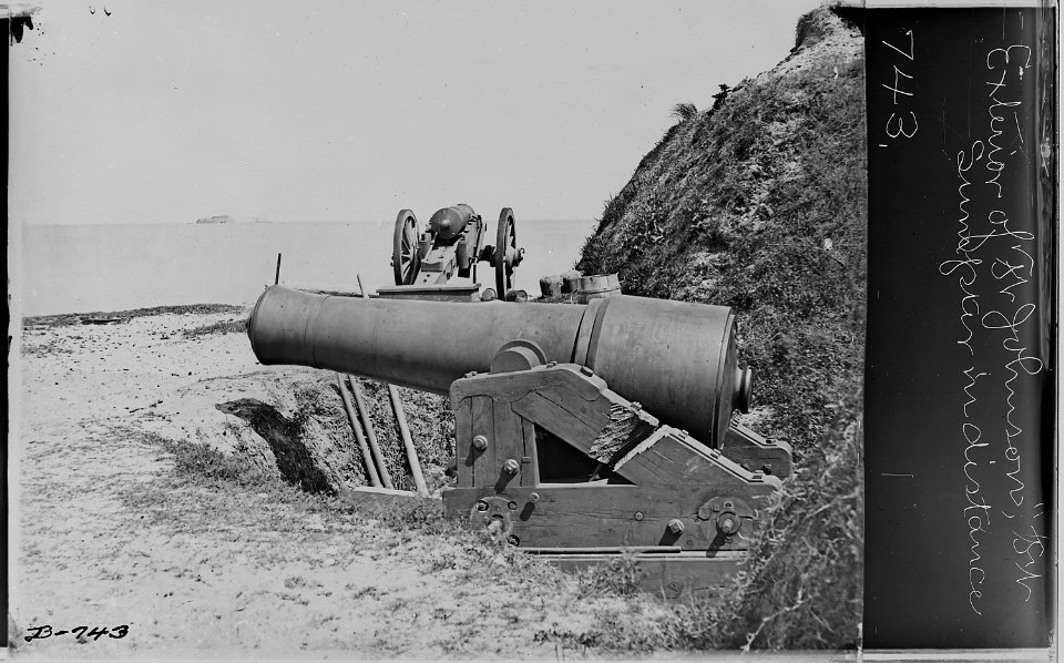 Exterior of Ft. Johnson, S.C., showing Ft. Sumter in the distance. - NARA - 525148