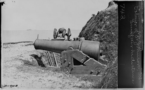 Exterior of Ft. Johnson, S.C., showing Ft. Sumter in the distance. - NARA - 525148