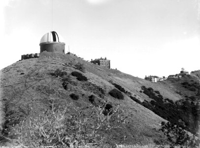 Exterior view of Lick Observatory on Mount Hamilton, California, ca.1904-1909 (CHS-3939)