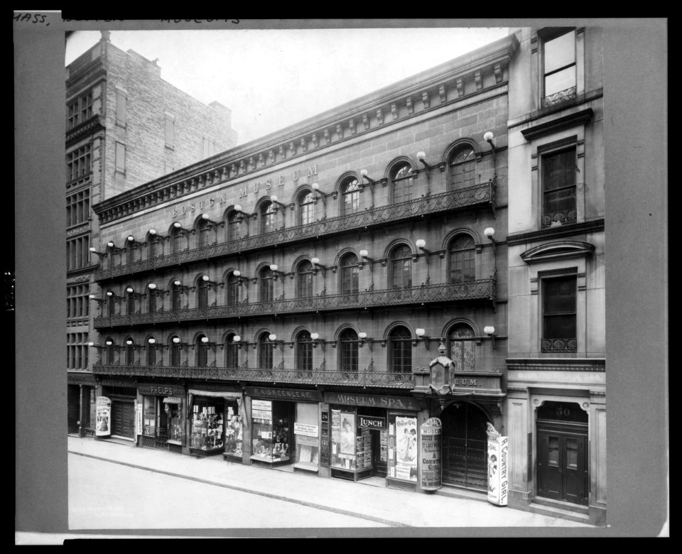Exterior view of the Boston Museum with shops on the street level, Boston, Massachusetts LCCN2003663017