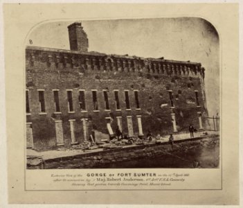 Exterior view of the gorge of Fort Sumter on the 14th April 1861 after its evacuation by Maj. Robert Anderson 1st Arty. U.S.A. Commdg showing that portion towards Cummings' Point, Morris' LCCN2014646443