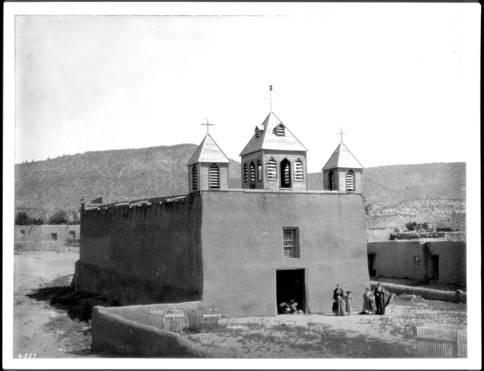 Exterior view of a church at Cibolleta, New Mexico, ca.1898 (CHS-4557)