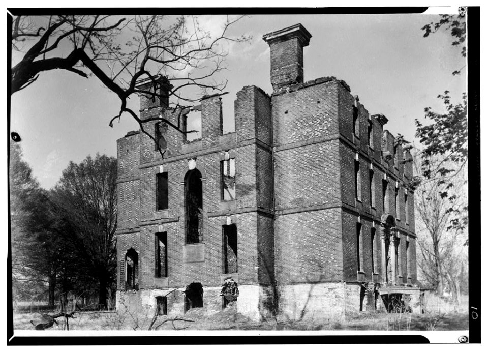 Exterior view ruins of Rosewell Plantation Gloucester County Virginia