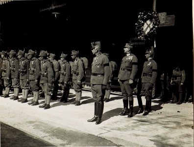 Exzellenz Roth, Oberst Hohenberger und Rittmeister Graf Coreth erwarten das Kaiserpaar am Bahnhof. (BildID 15583871)