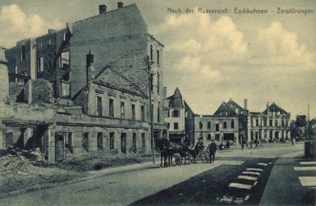 Eydtkuhnen, Ostpreußen - Gebäudeansichten, zerstört (Zeno Ansichtskarten)