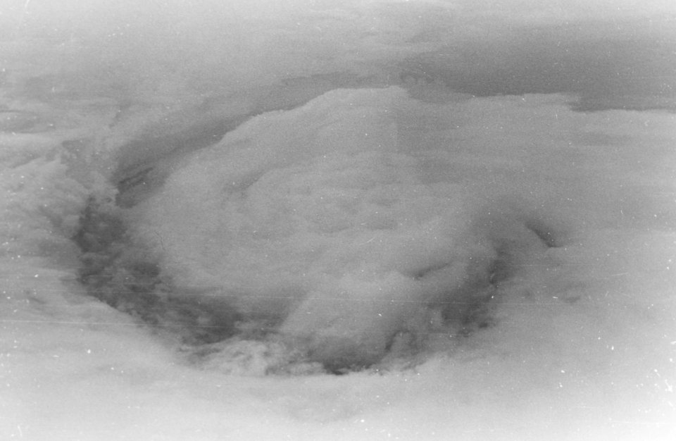 Eye of Hurricane Debbie on 28 August 1969 over the Caribbean Sea