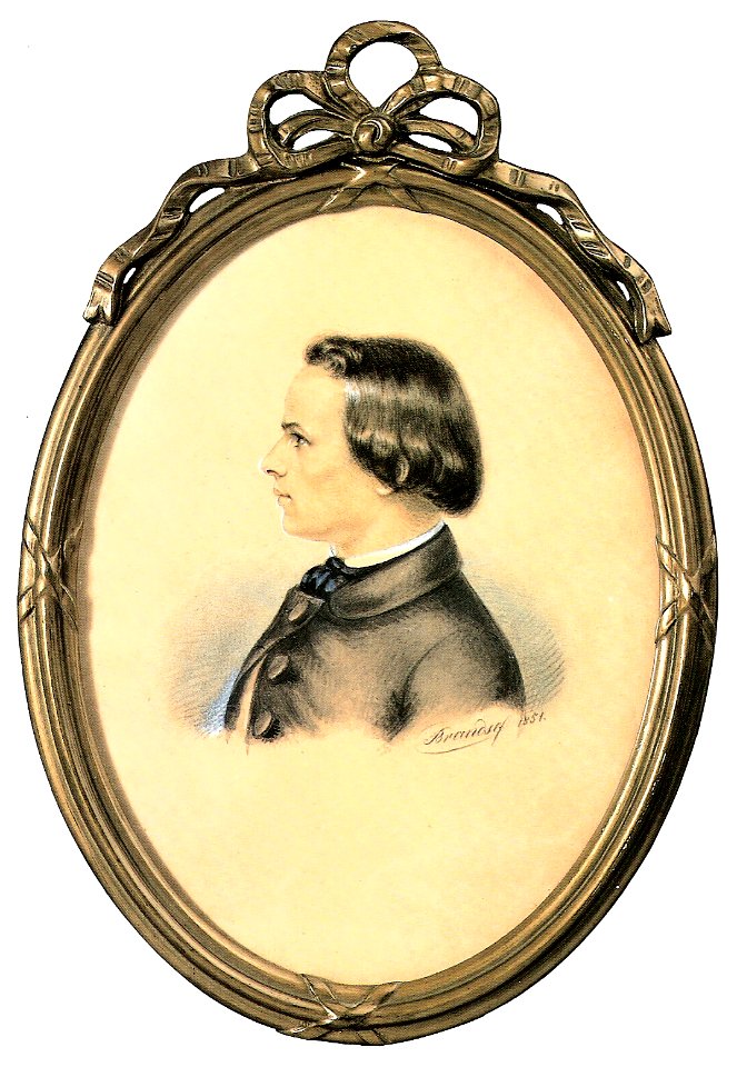 F Brandseph - Selbstbildnis - kol. Bleistiftzeichnung 1851 (PhS119)