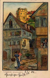 F Bergen - Schlosssternwarte von der Unteren Stadt (AK O Zieher 1901)