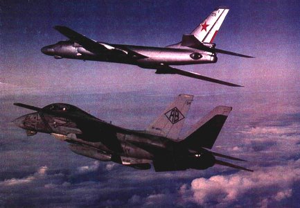F-14A of VF-102 with Tu-16 in 1985