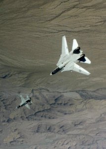 F-14A of VF-143 chases VF-43 T-38A c1980