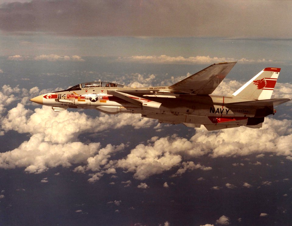 F-14A Tomcat of VF-1 in flight near Hawaii on 28 September 1974 (NNAM.1996.253.7417.051)