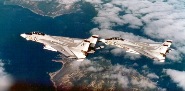 F-14A Tomcats of VX-4 in flight c1973