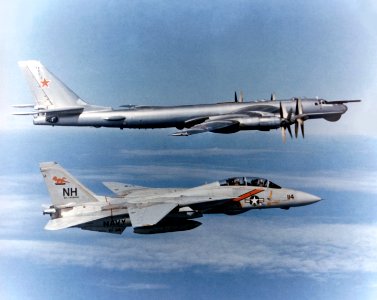 F-14 Tomcat VF-114 escorting TU-95 Bear