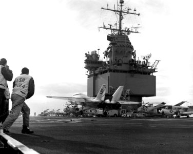 F-14A of VF-124 landing on USS Enterprise (CVN-65) in 1978