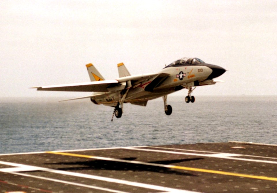 F-14A VF-21 landing on USS Carl Vinson (CVN-70) 1984
