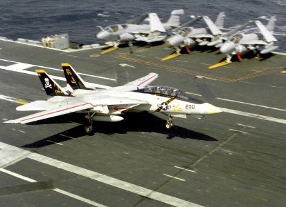 F-14A of VF-84 landing on USS Abraham Lincoln (CVN-72) 1990