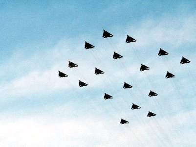 F-14 Tomcats of CVW-3 and CVW-17 return to NAS Oceana in March 1991