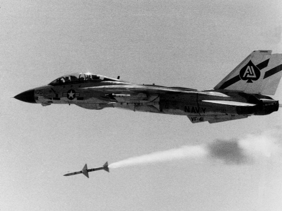 F-14A Tomcat of VF-41 launching AIM-7 c1978