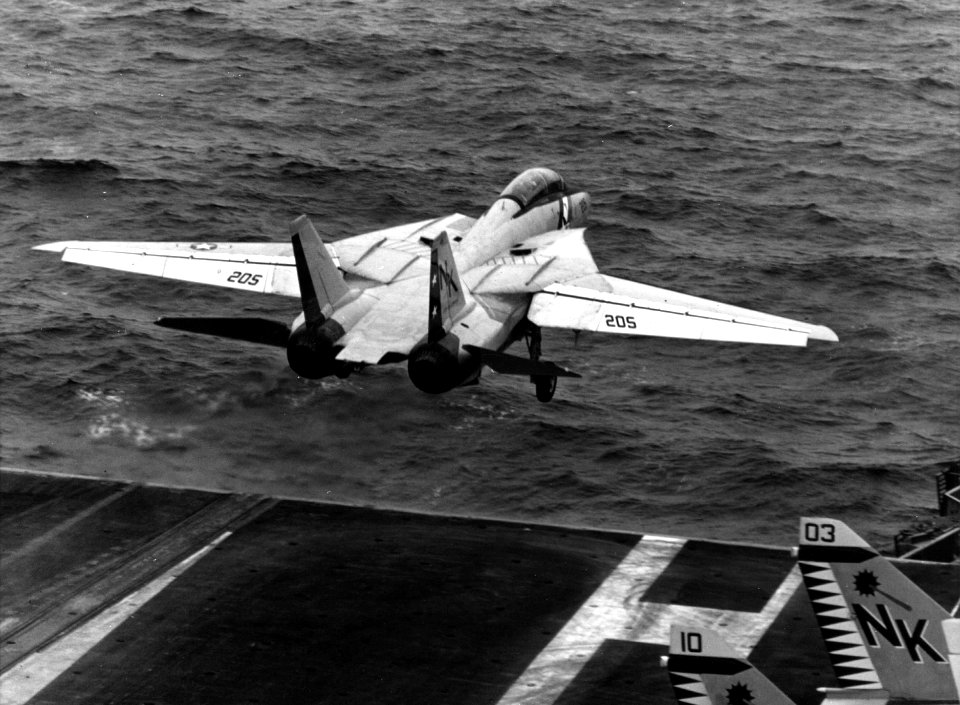 F-14A Tomcat of VF-2 launching from USS Enterprise (CVAN-65) on 28 April 1975 (NNAM.1996.253.7419.029)