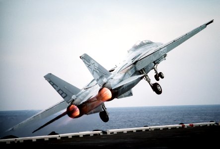 F-14A Tomcat of VF-33 is launched from USS Theodore Roosevelt (CVN-71) on 30 September 1987 (6431663)