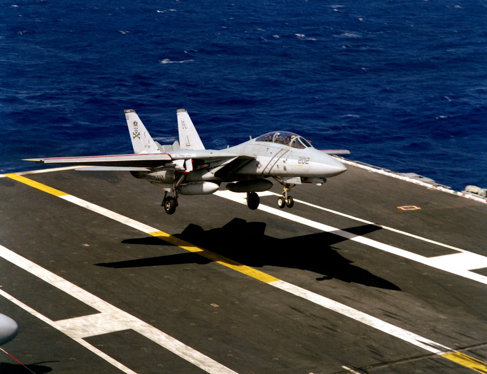 F-14A Tomcat of VF-84 landing on USS Abraham Lincoln (CVN-72) 1990