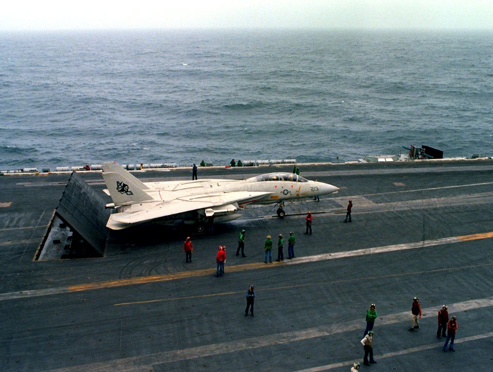 F-14A VF-142 on cat USS Eisenhower (CVN-69) 1980