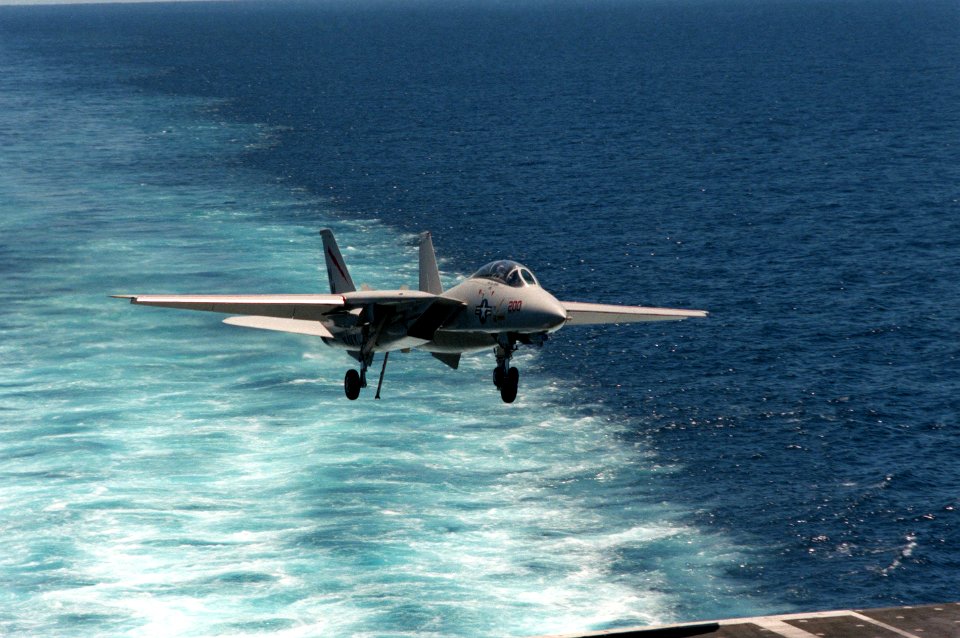 F-14A VF-194 landing on USS Enterprise (CVN-65) 1987