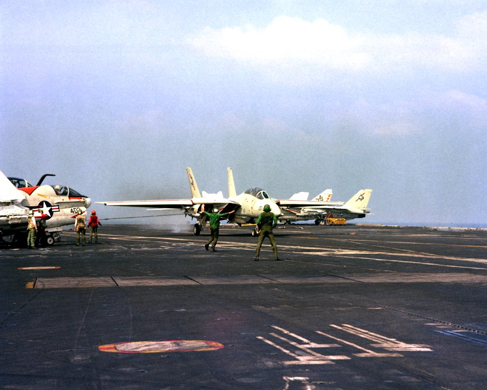 F-14A VF-41 after landing on USS Nimitz 1981