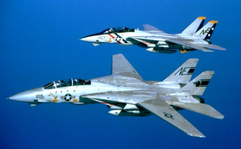 F-14As VF-1 and VF-2 in flight 1987