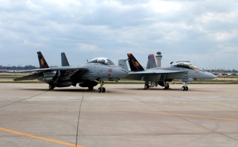 F-14B and FA-18EF VF-VFA-11 Parked - 2005