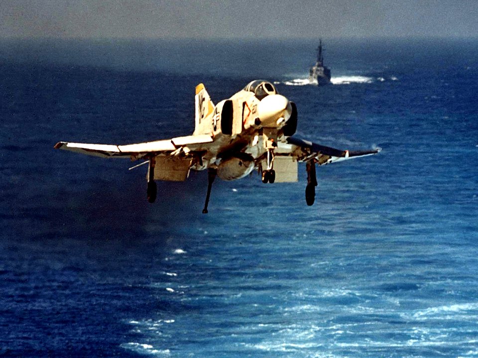F-4B Phantom II of VF-92 approaches USS Enterprise (CVAN-65) on 24 May 1966 (NNAM.1996.253.7270.008)
