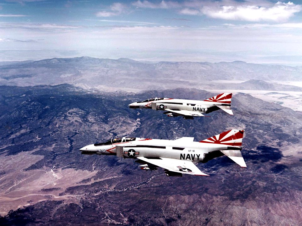 F-4B Phantoms of VF-111 in flight c1972