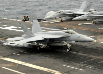 F-18E VFA-106 lands on USS GHW Bush (CVN-77) 2010