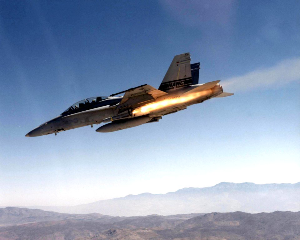 F-18D launching AGM-65E at China Lake