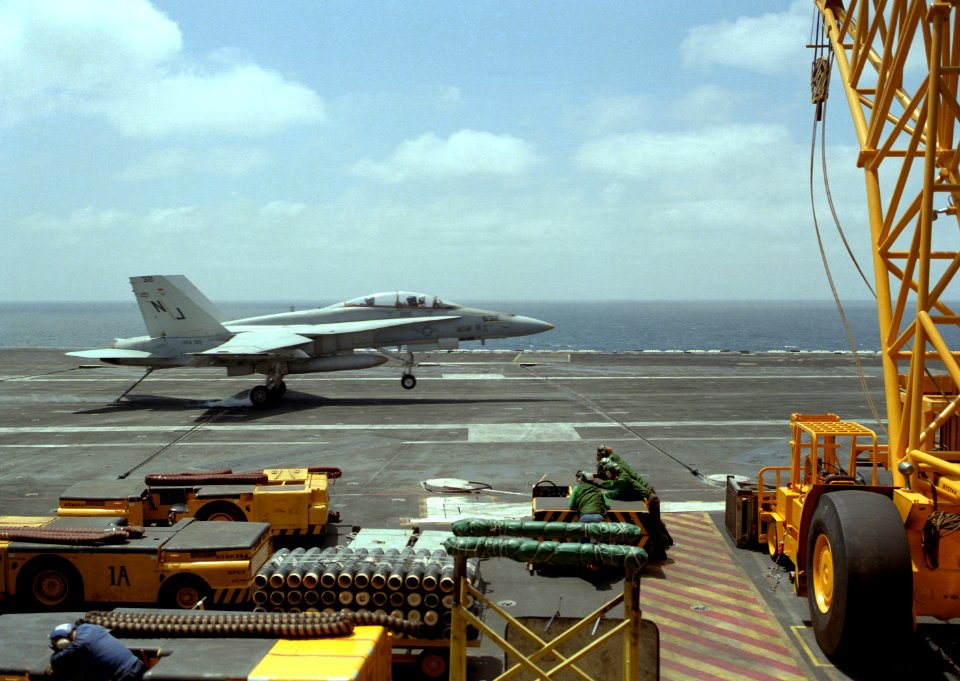 F-18B VFA-125 landing on USS Carl Vinson (CVN-70) 1984