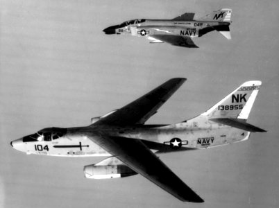 F-4B and A-3B from CVW-14 in flight c1964