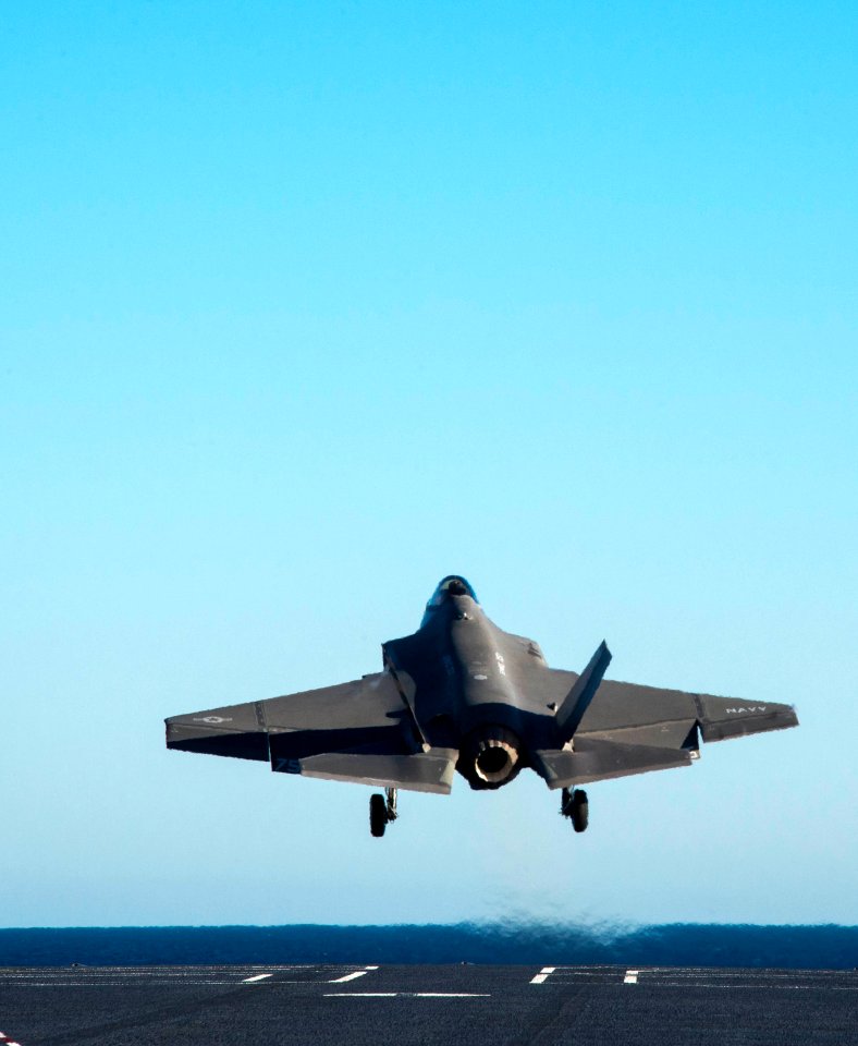 F-35C Joint Strike Fighter conducts its first launch from an aircraft carrier 141104-N-IP743-249