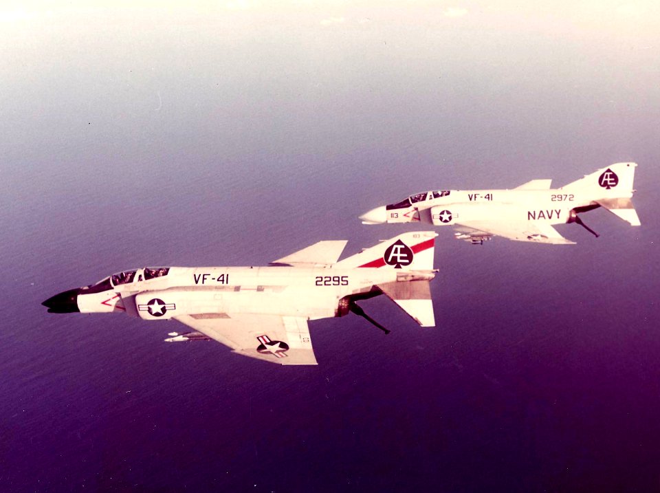 F-4B Phantoms of VF-41 in flight 1973