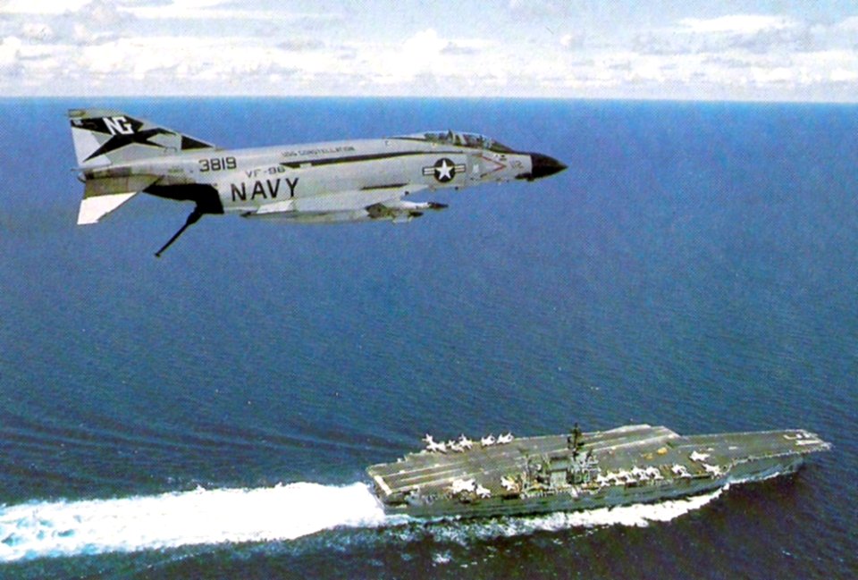 F-4J VF-96 over USS Constellation (CVA-64) 1973