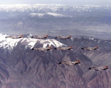 F-4N Phantoms VF-21 in flight near NAS Fallon 1982