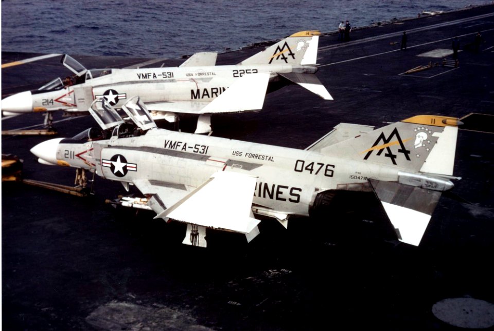 F-4Bs of VMFA-531 on USS Forrestal (CVA-59) 1973